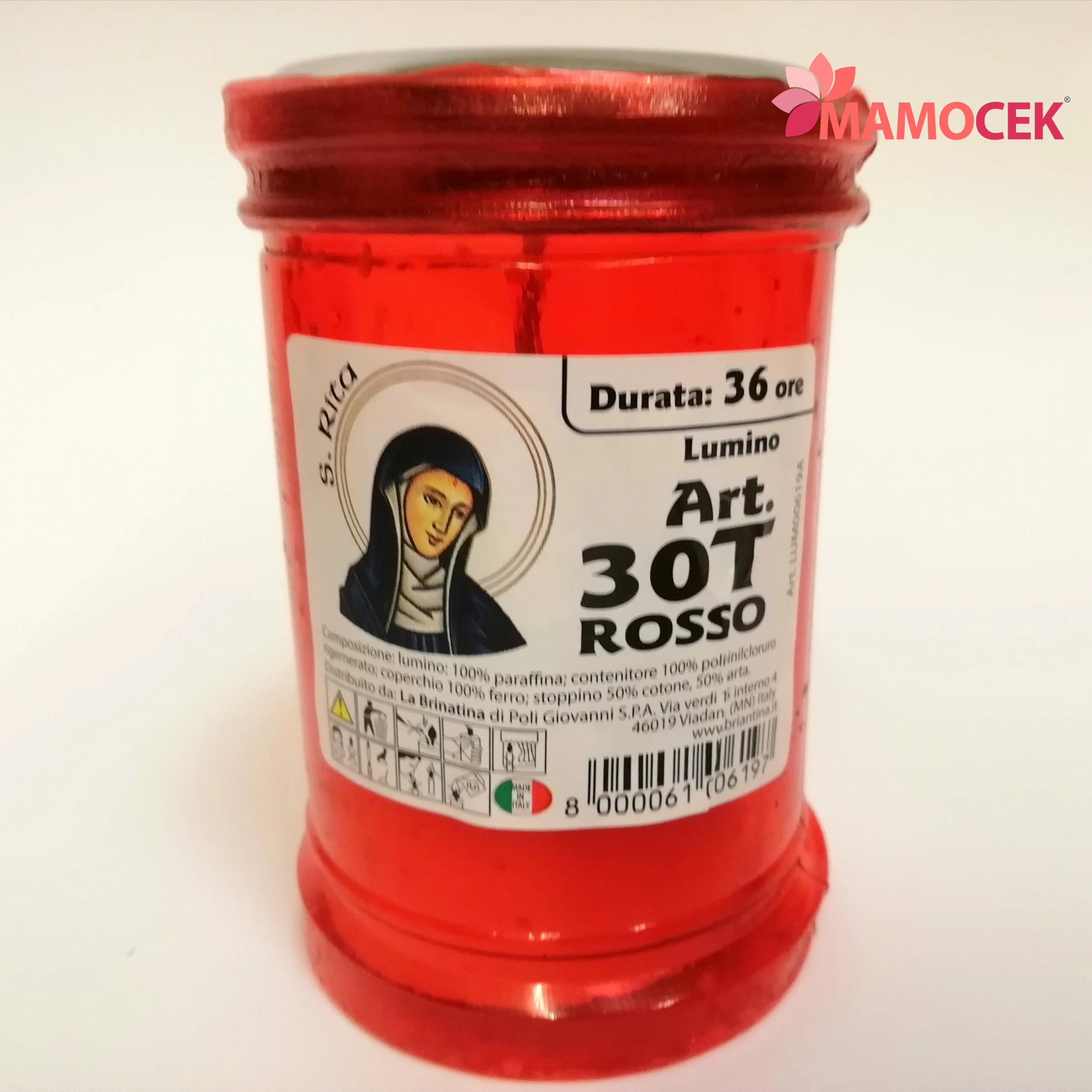 CERO Lumino votivo 2 pezzi 10cm candela patrono cimitero rosso S.Rita - immagine 2