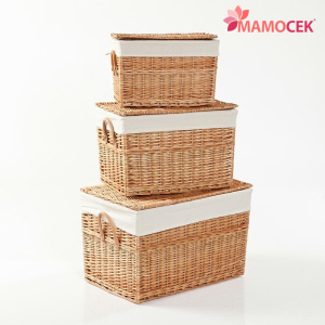 CESTO Portabiancheria vimini home frange foderato bagno contenitore shabby  chic » Mamocek