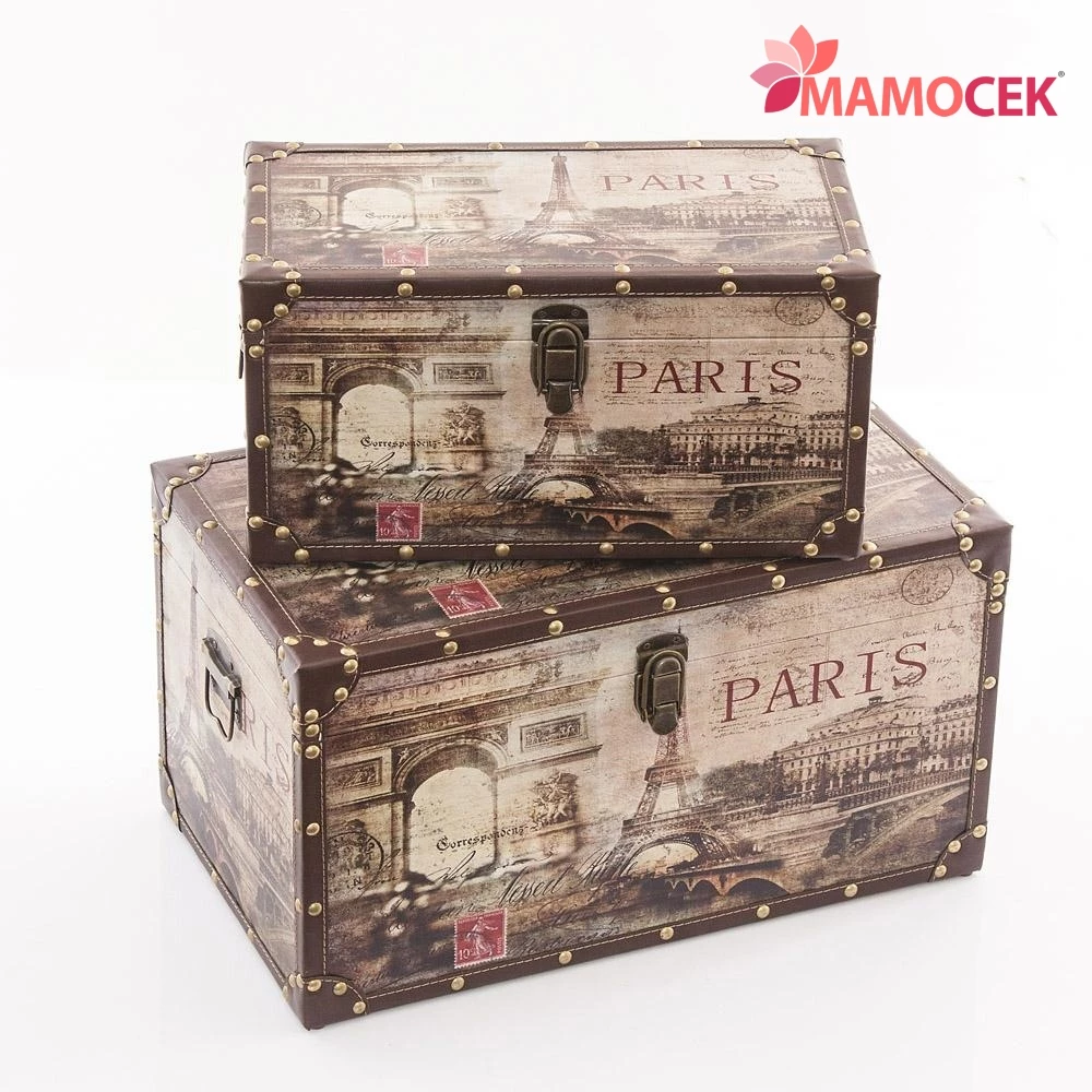 BAULE Bauletto contenitore legno Paris Parigi scatola arredo portaoggetti shabby