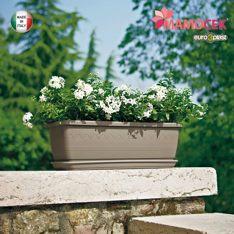 VASO cassetta fioriera 40-50-60 c/sotto fiori balcone tortora Euro3plast Inis