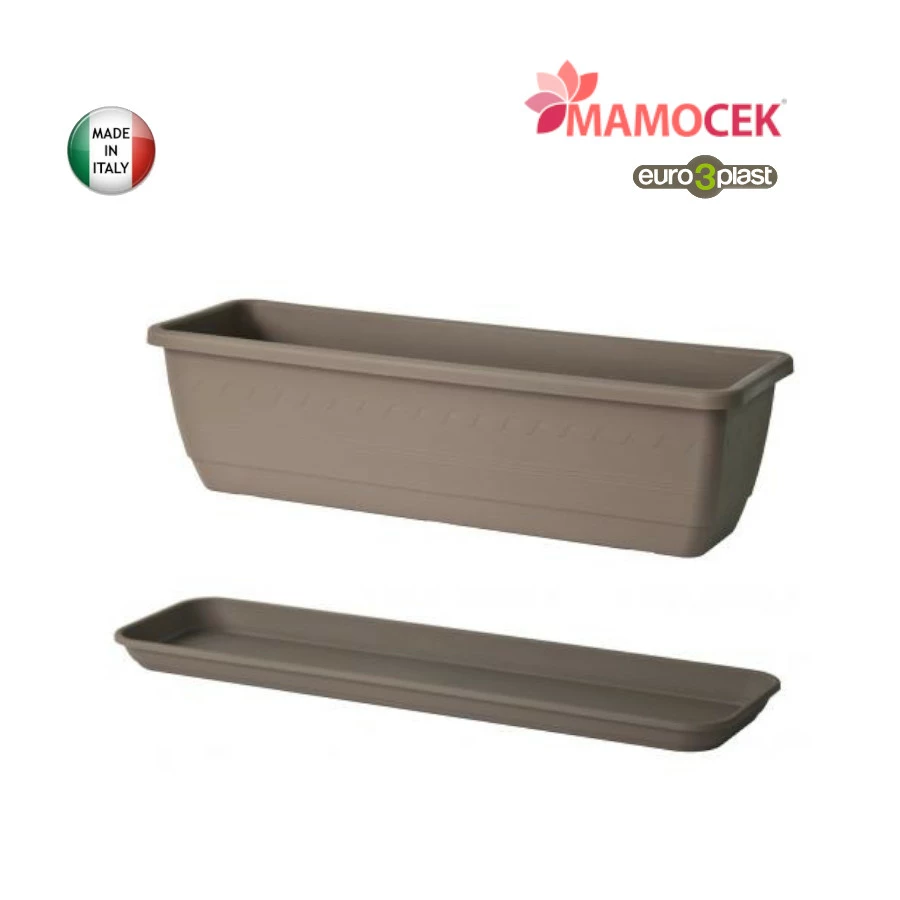 VASO cassetta fioriera 40-50-60 c/sotto fiori balcone tortora Euro3plast Inis - immagine 2