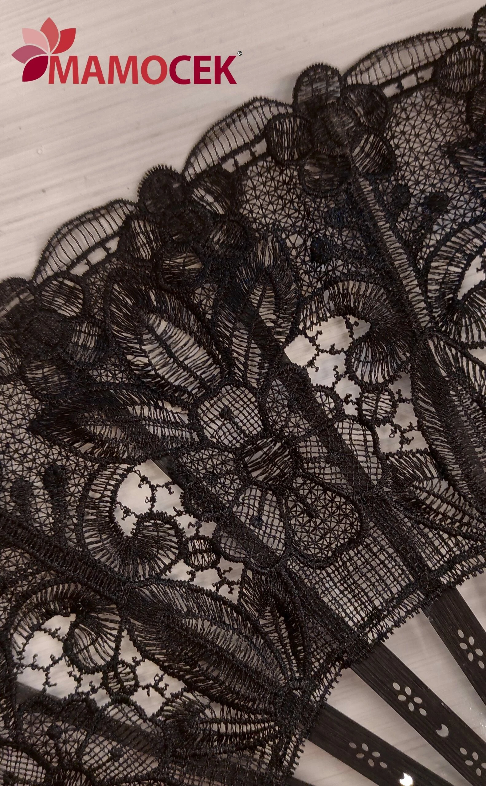 VENTAGLIO Macramè pizzo nero vetrine cerimonie matrimonio teatro eventi shabby - immagine 2