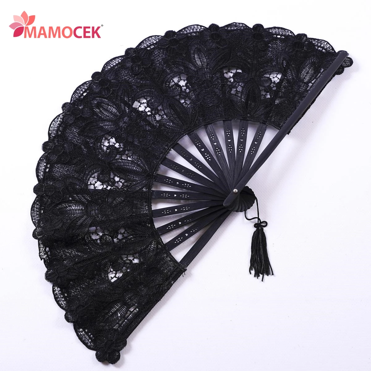 VENTAGLIO Macramè pizzo nero vetrine cerimonie matrimonio teatro eventi shabby