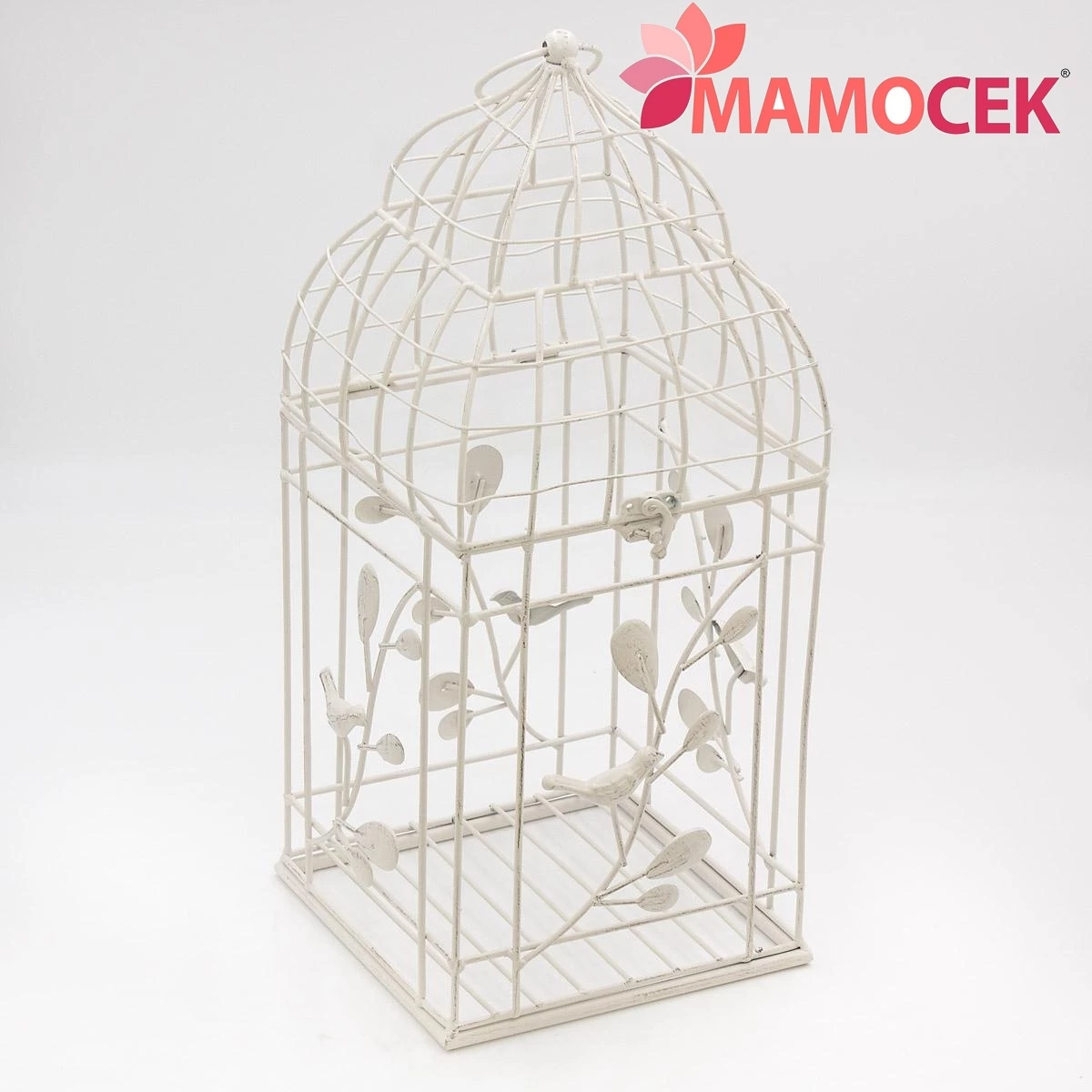 GABBIA Metallo bianco ferro anticato fiori piante portacandele 20h47 Shabby