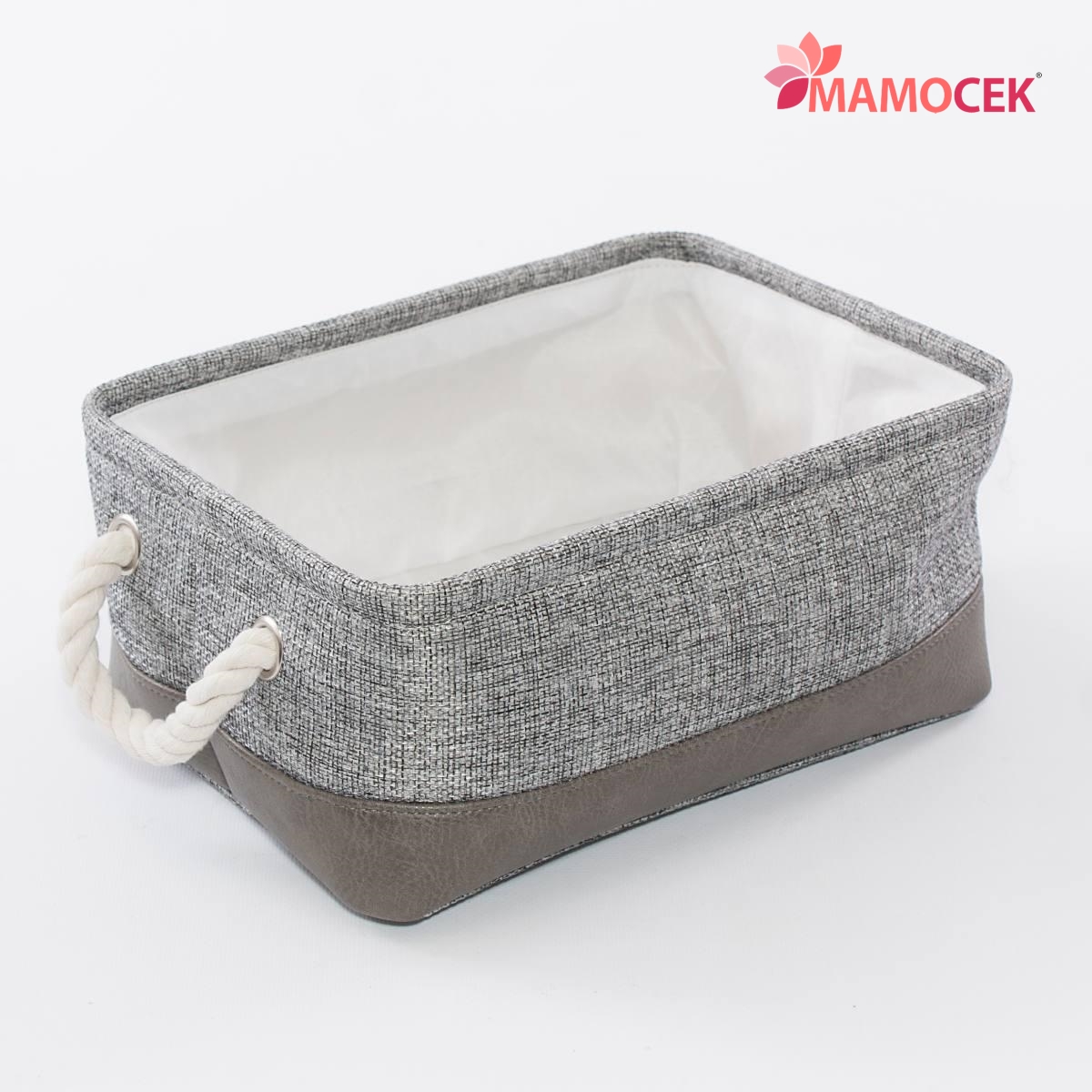 CESTO Cestino contenitore grigio armadio bagno portaoggetti foderato  cm29x21h19 » Mamocek