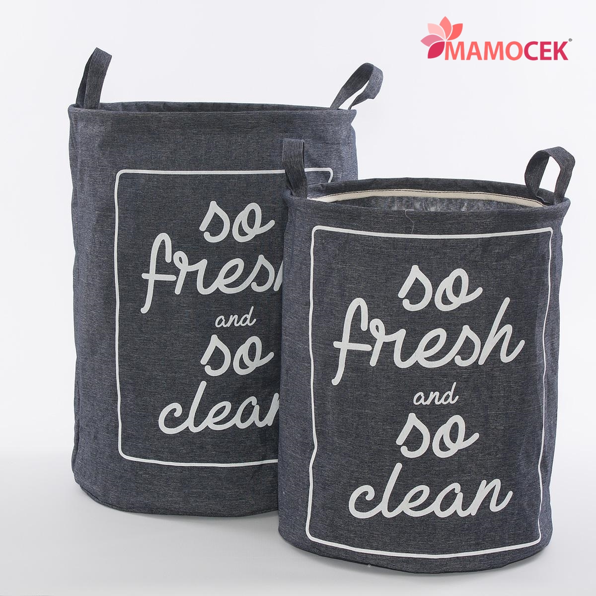 CESTO Portabiancheria laundry tessuto blu bagno panni sporchi so fresh  diam34/38 » Mamocek