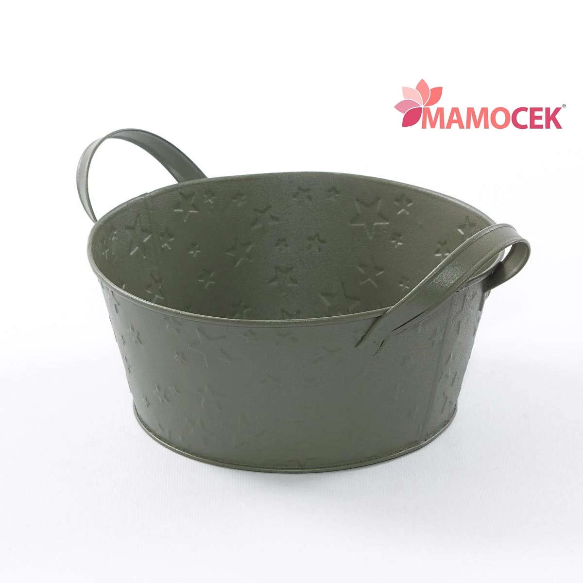 PORTAVASO ciotola fioriera latta verde stelle Ø22 H9,5 confezioni regalo
