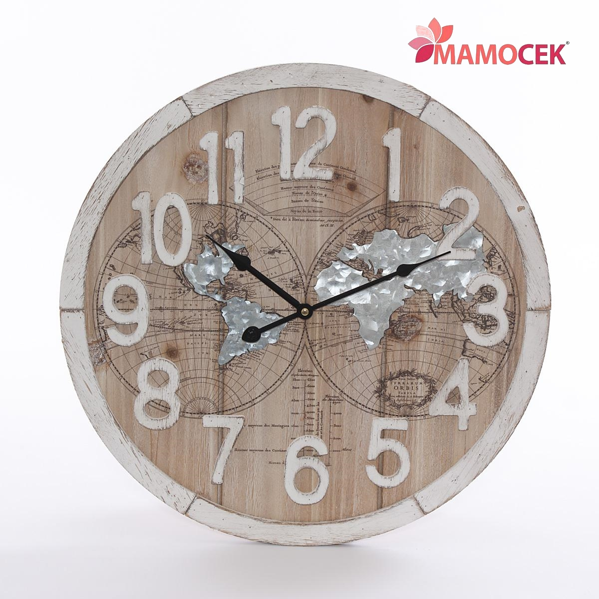 OROLOGIO da parete muro legno metallo mondo cm.50 cucina sala shabby »  Mamocek