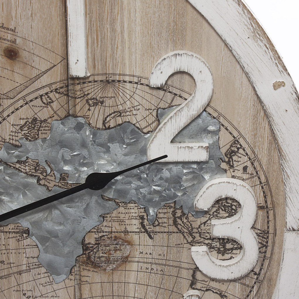 OROLOGIO da parete muro legno metallo mondo cm.50 cucina sala shabby »  Mamocek