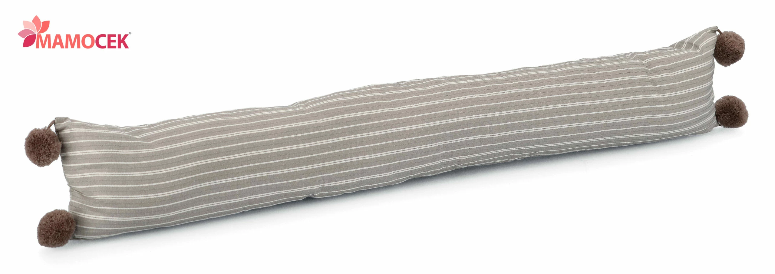 PARASPIFFERI per finestre cotone grigio righe pompon marrone 80cm tessuto shabby