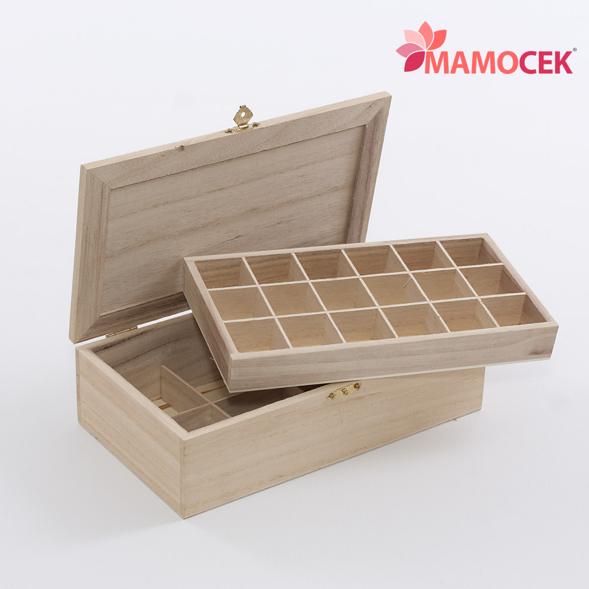 SCATOLA BACHECA 26 scomparti legno 25x14 decoupage contenitore portaoggetti  hobb » Mamocek