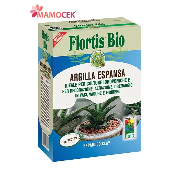 FLORTIS Argilla espansa 2 Lt colture idroponiche aerazione drenaggio decorazione