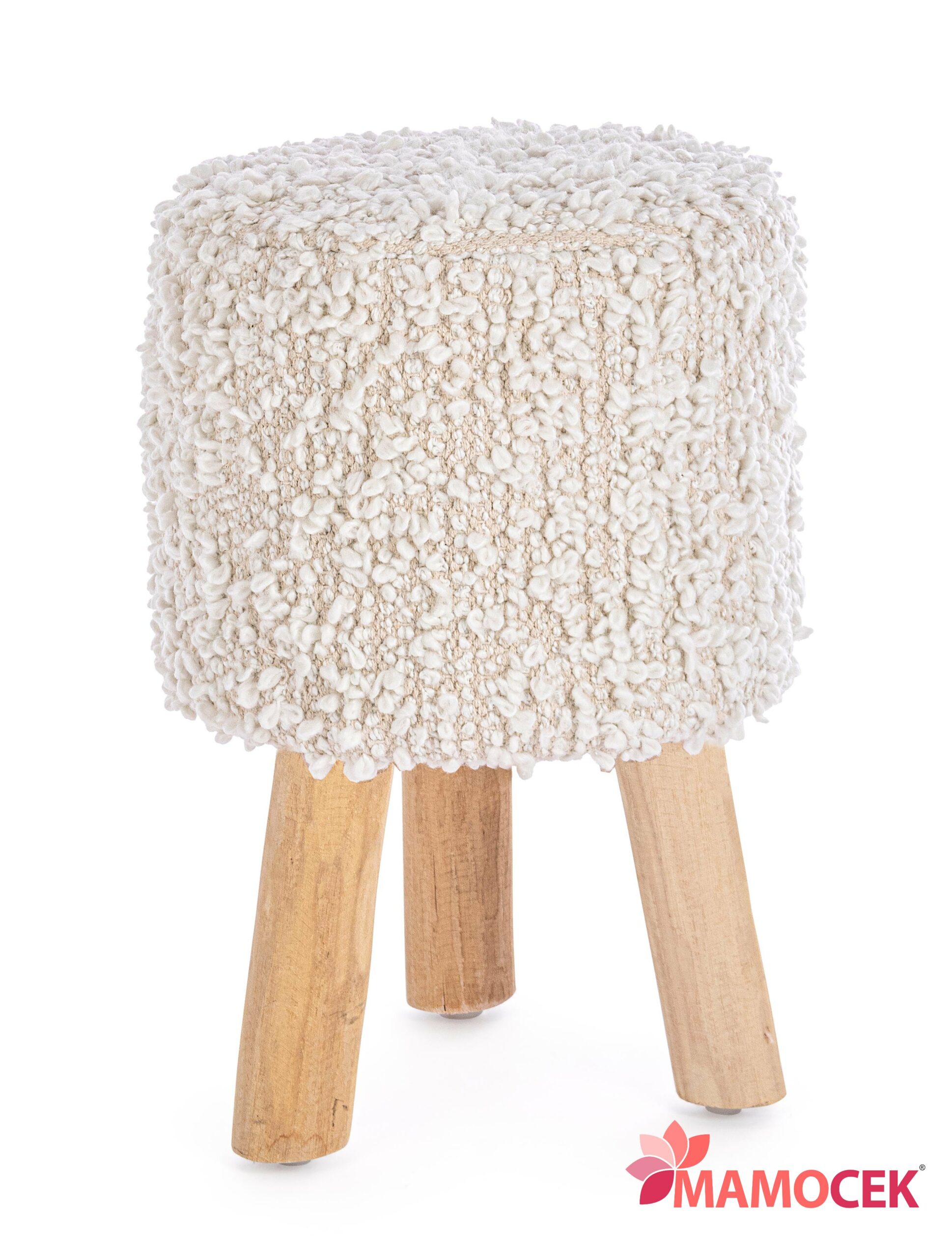 SGABELLO Pouf puff sedia seduta morbido cotone beige bianco h54 shabby  moderno » Mamocek