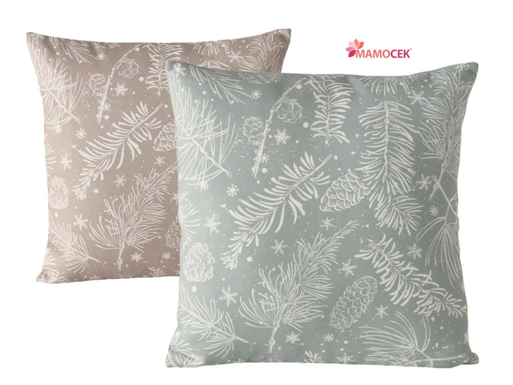 CUSCINO Quadrato 45x45 ecru verde salvia bianco foglie cerniera