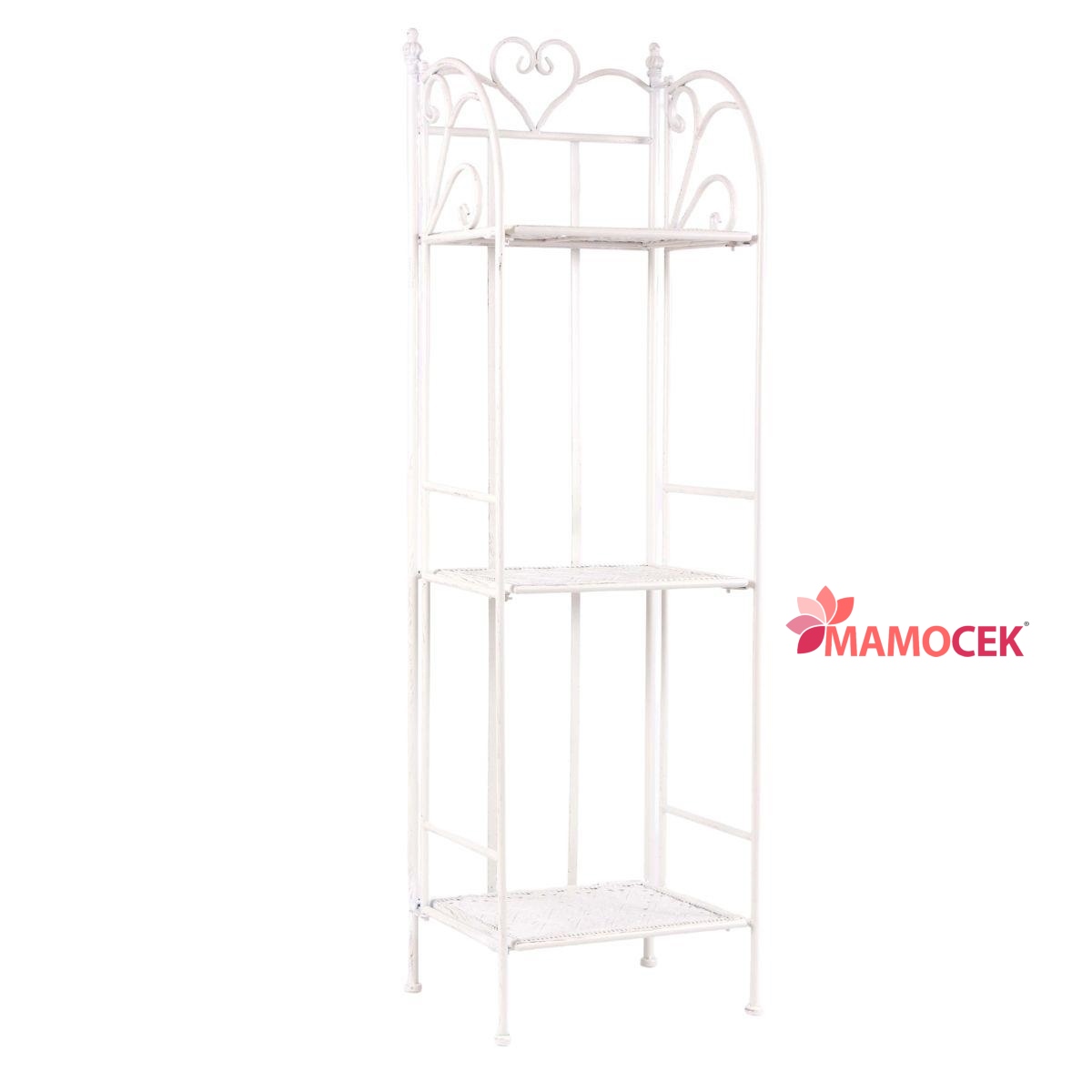 ETAGERE Libreria scaffale ferro bianco 3 mensole piani cm34 h114 stretta  shabby » Mamocek