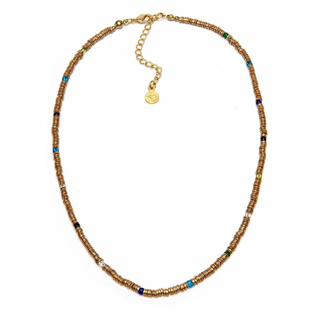 VESTOPAZZO FIESTA COLLANA MINI PAILLETTES Ottone morbida mini rondelle vetro