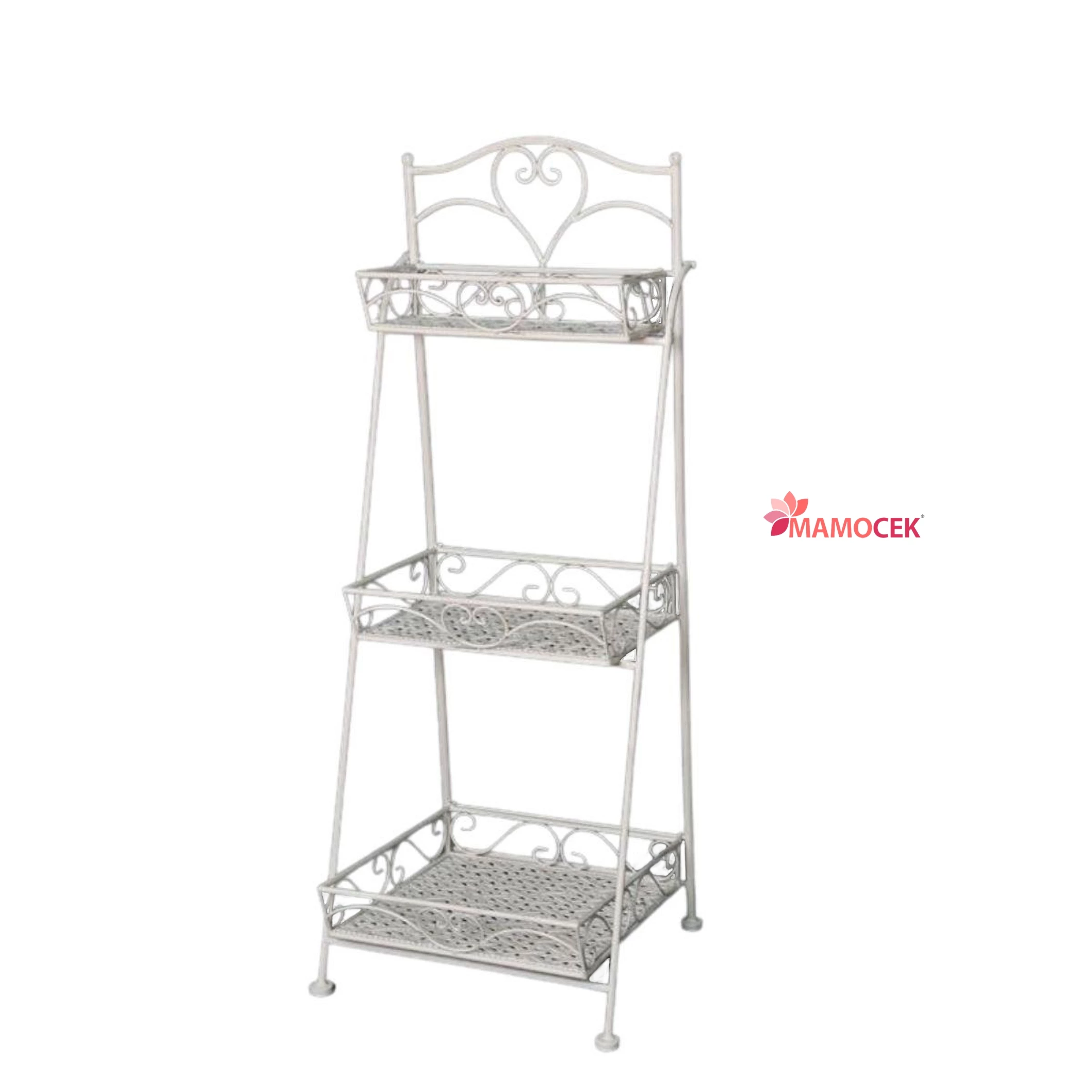 ETAGERE Scaffale espositore scaletta ferro bianco 3 mensole 44x44 h115 shabby
