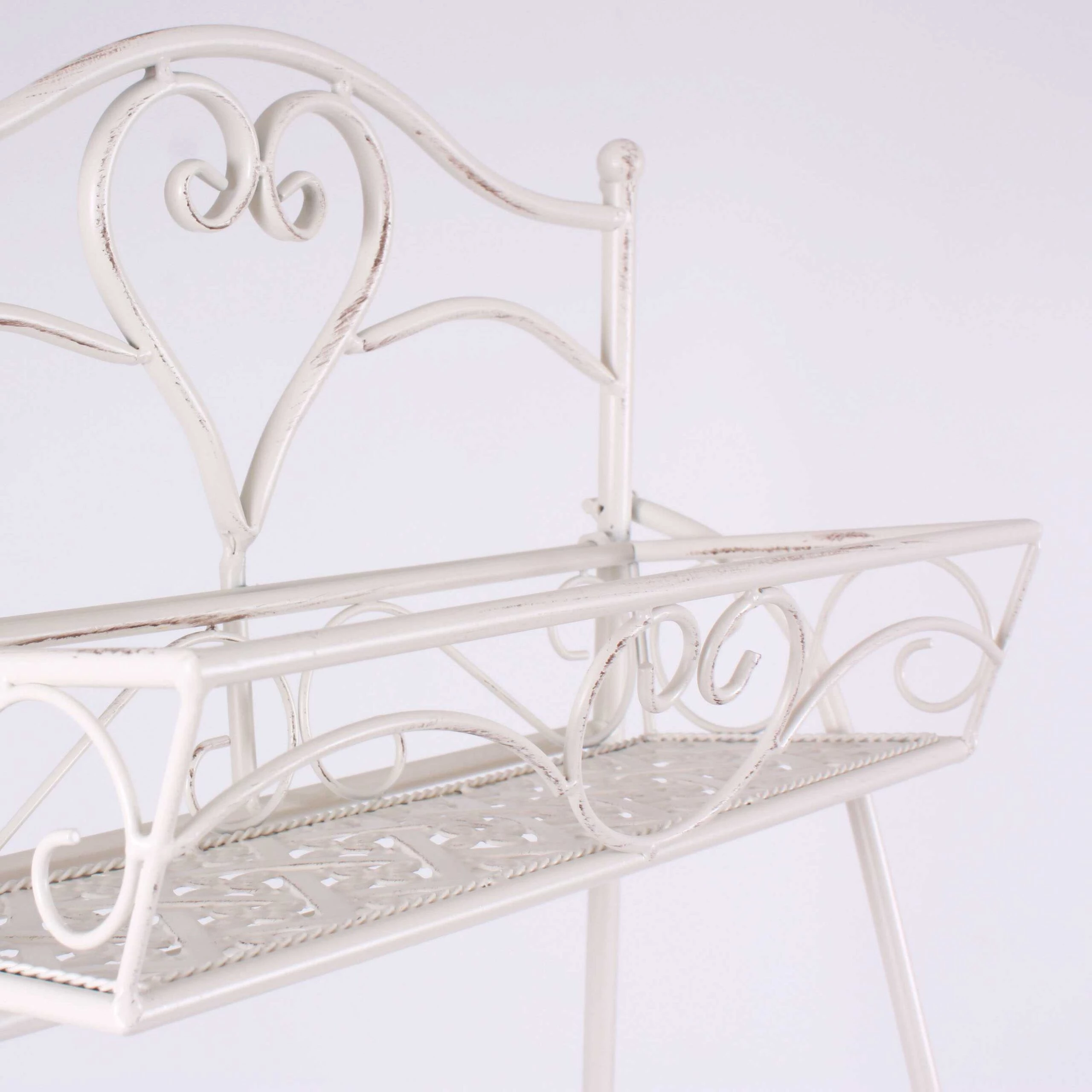 ETAGERE Scaffale espositore scaletta ferro bianco 3 mensole 44x44 h115 shabby - immagine 3