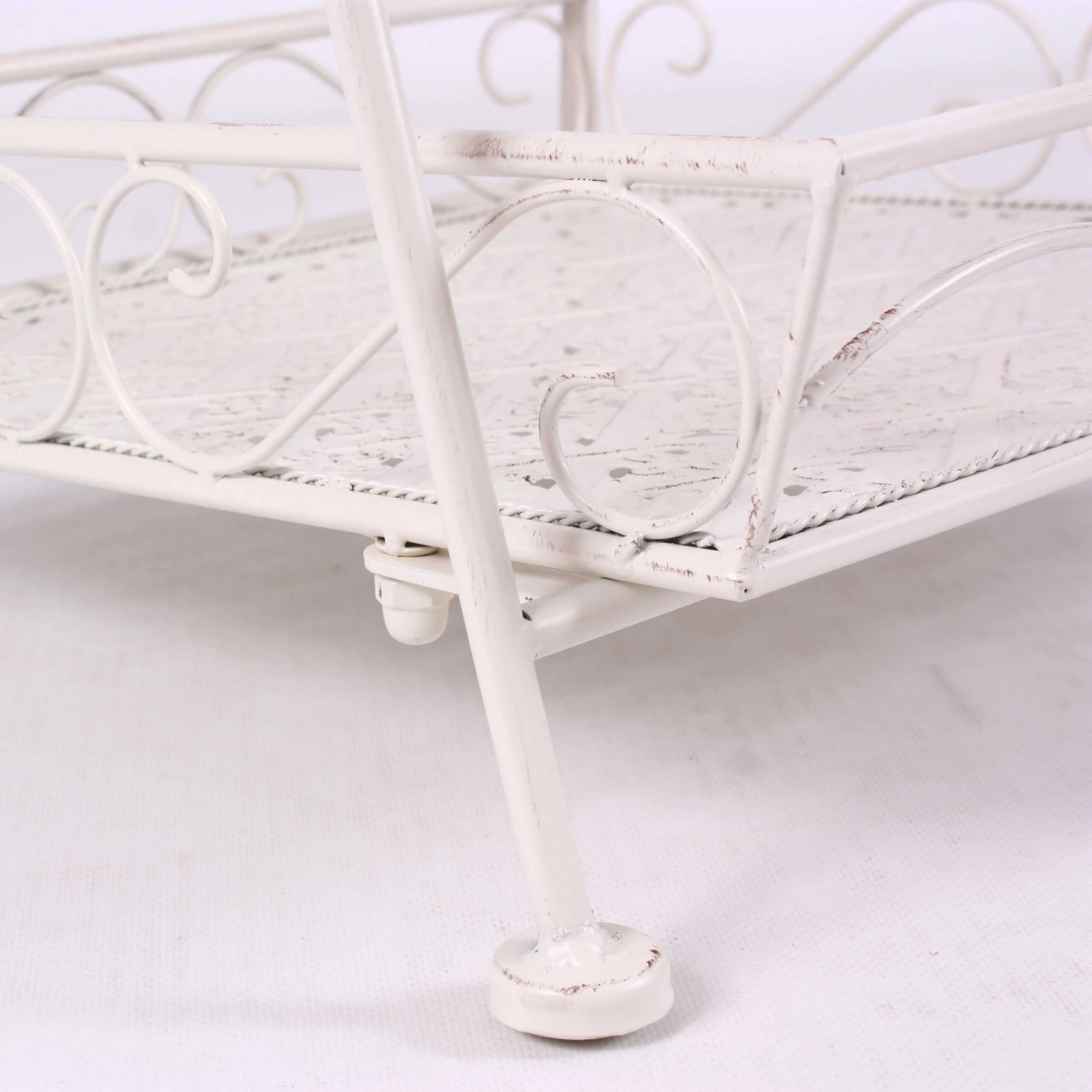 ETAGERE Scaffale espositore scaletta ferro bianco 3 mensole 44x44 h115 shabby - immagine 4
