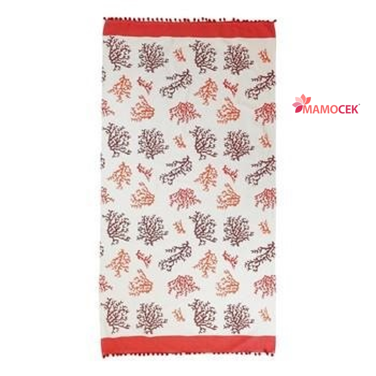 TELO Cotone bianco rosso corallo 90x170 spiaggia piscina mare