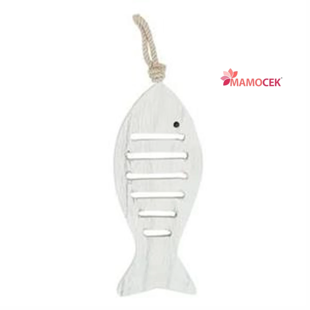 PESCE Pesciolino legno 22cm bianco decorazione arredo addobbo casa mare