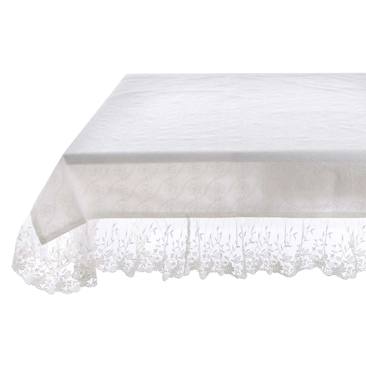 TOVAGLIA Cotone bianco quadrata con gala balza 140x140 tavola Blanc Mariclò