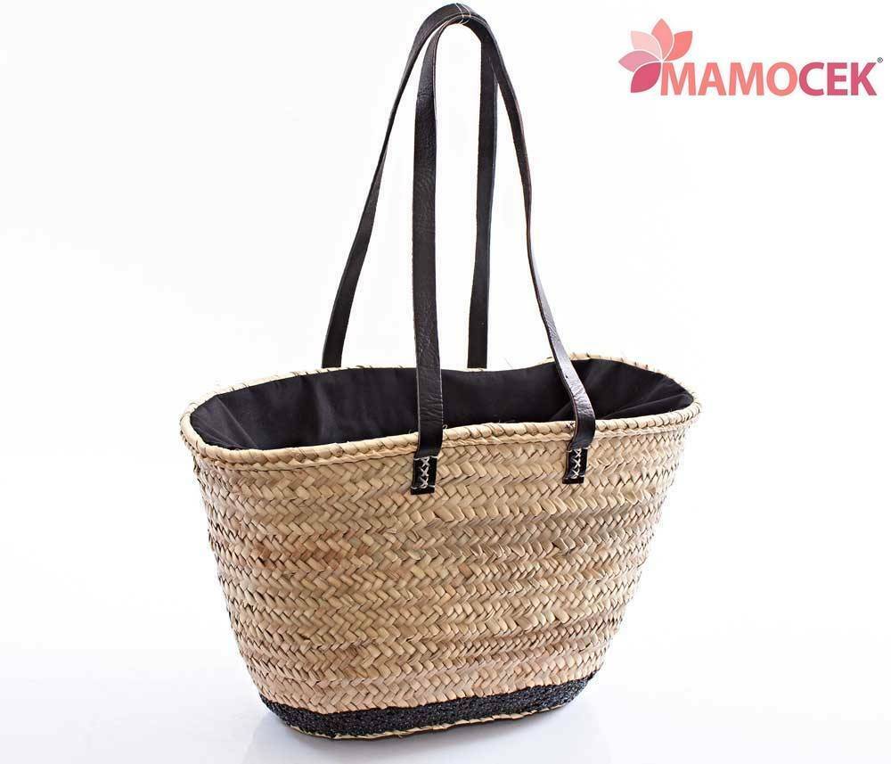 BORSA Coffa donna paglia coulisse nera 48 h27 vimini mare spiaggia da  decorare » Mamocek