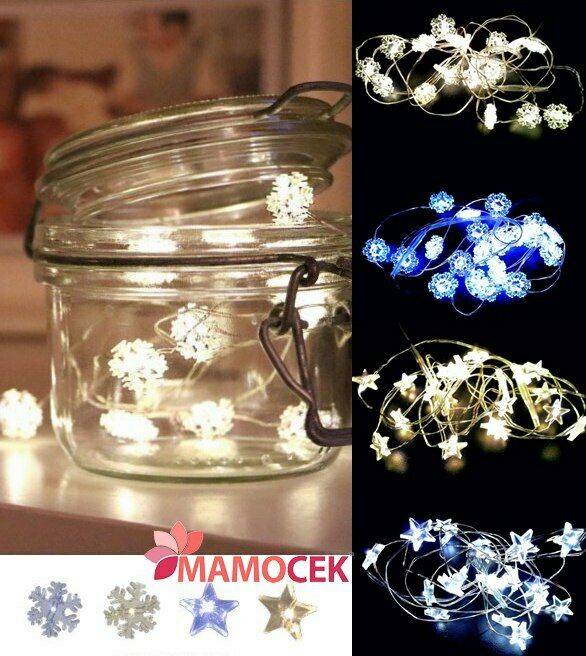 FILO Nudo 20 luci led fiocco stella bianco caldo freddo 2m rame batteria  sottile » Mamocek