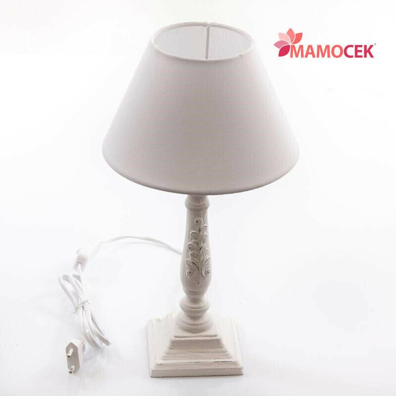 LAMPADA Abat-jour legno bianca da appoggio tavolo comodino paralume shabby  h36 » Mamocek