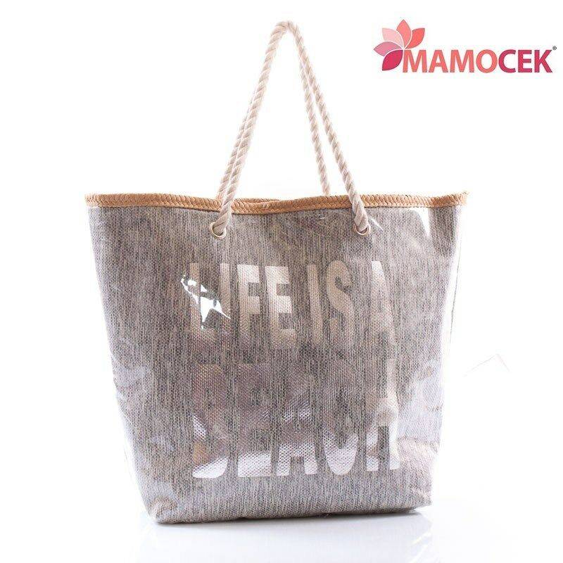 BORSA Mare tela spiaggia estate plastificata L50 life is a beach borsone sacca