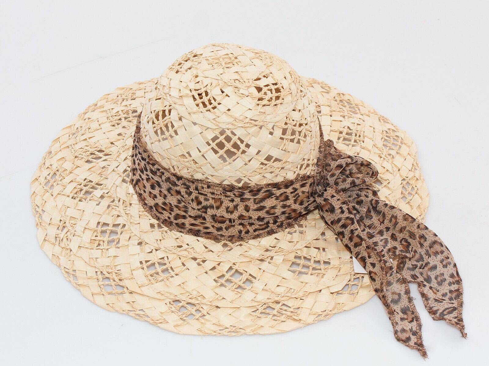 CAPPELLO Donna tesa larga passeggio mare estate spiaggia paglia fascia  fantasia » Mamocek