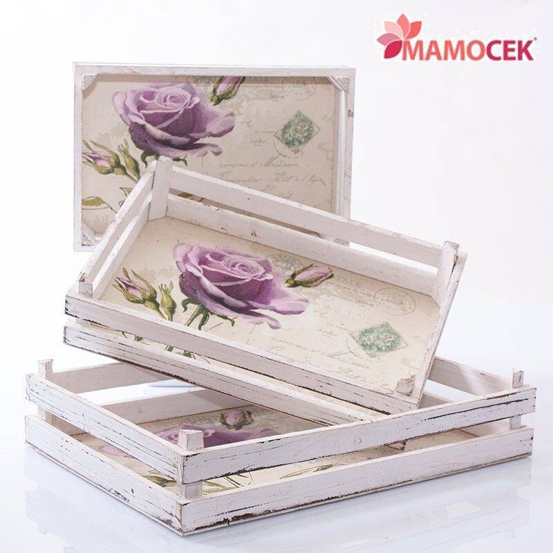 VASSOIO Cassetta legno frutta vaschetta fiori decorazione casa confezioni  shabby » Mamocek