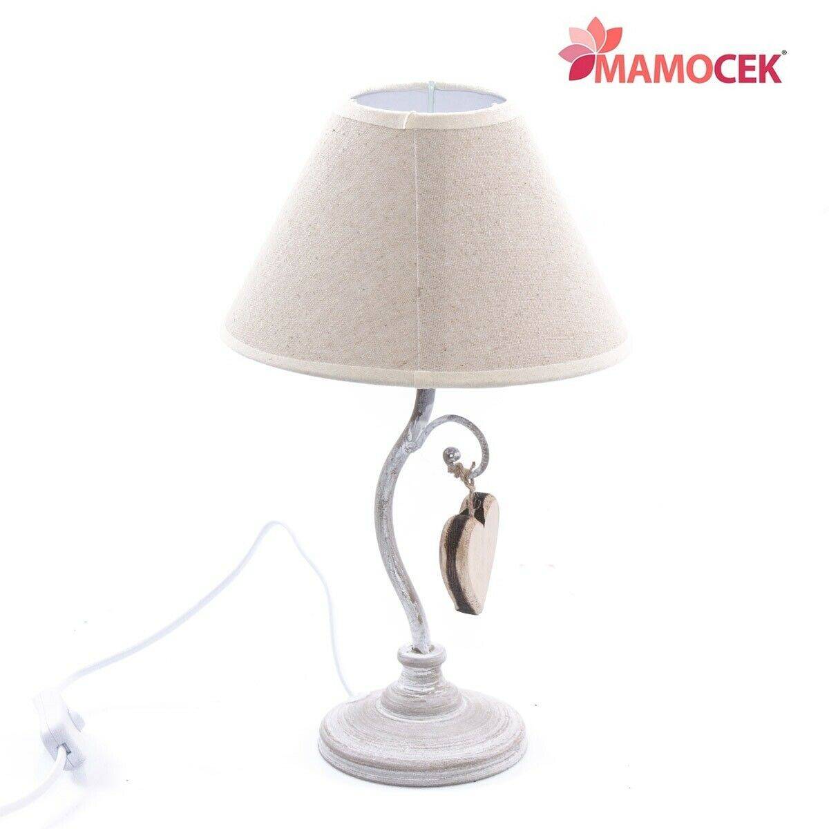 LAMPADA Abat-jour grigio cuore da appoggio tavolo paralume ecru shabby h33  » Mamocek