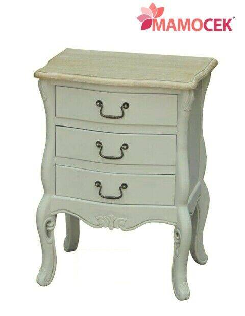 MOBILETTO Cassettiera comodino 3 cassetti legno tortora chiaro 47x35 h66  shabby » Mamocek