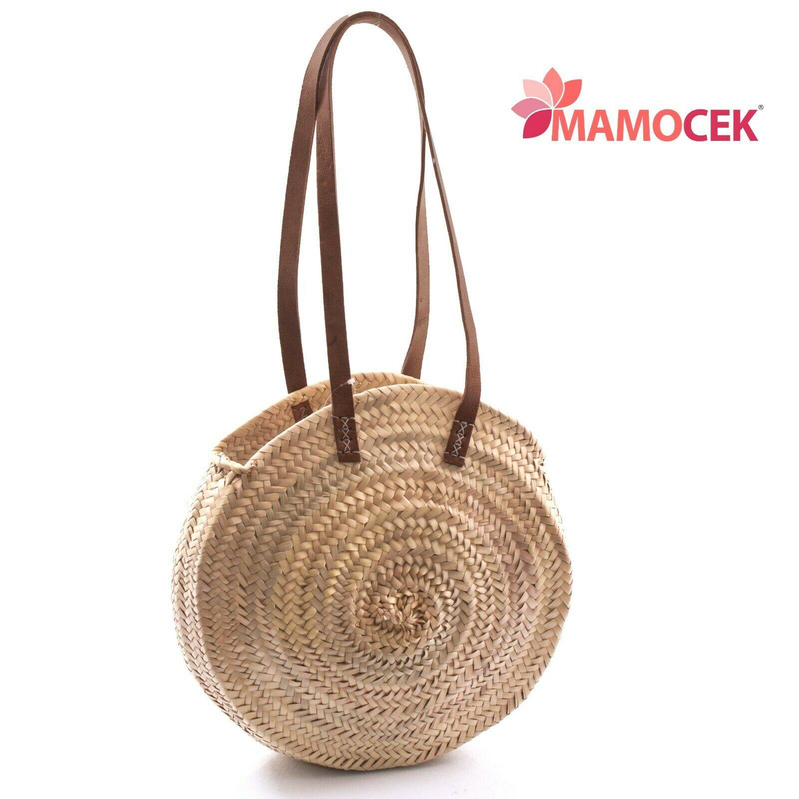 BORSA Coffa donna paglia tonda cm35 h38 palma manico lungo mare da decorare  » Mamocek