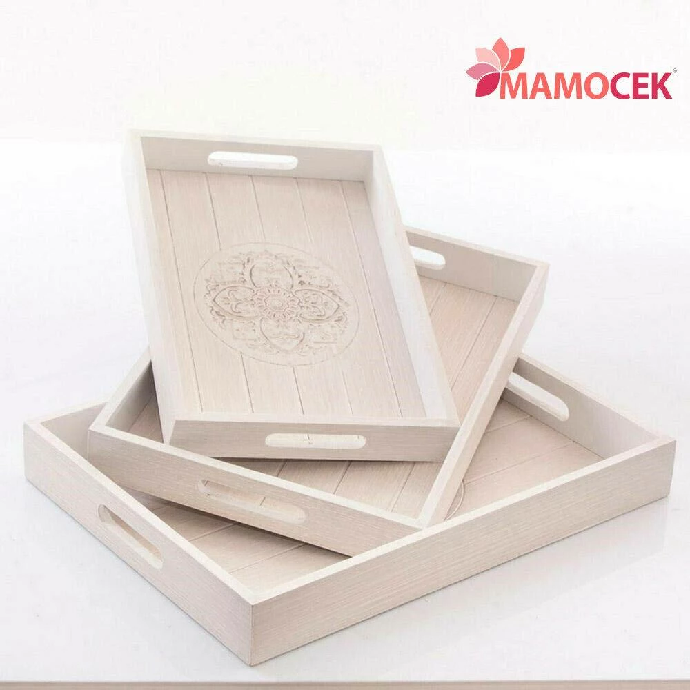 VASSOIO Legno sbiancato decorato colazione cucina bomboniere centrotavola shabby