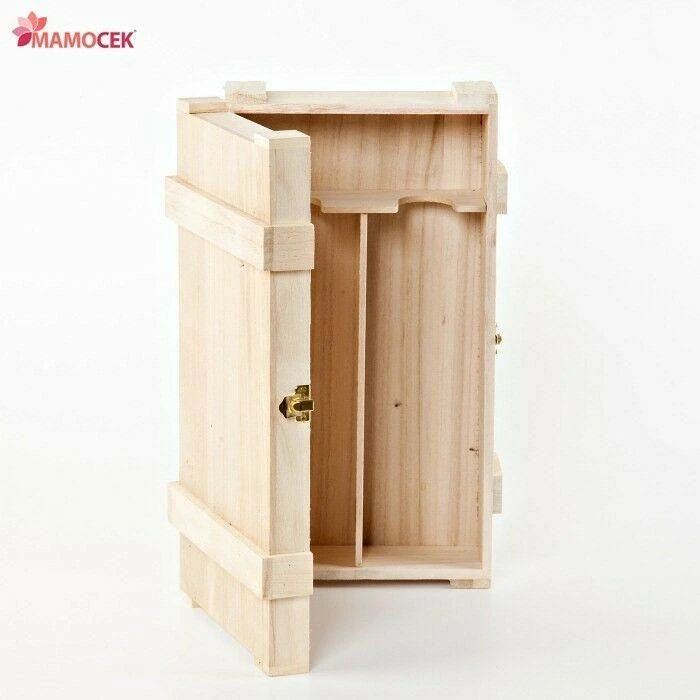 PORTABOTTIGLIE Legno 2 posti doppio vino cassetta cantinetta regalo decoupage