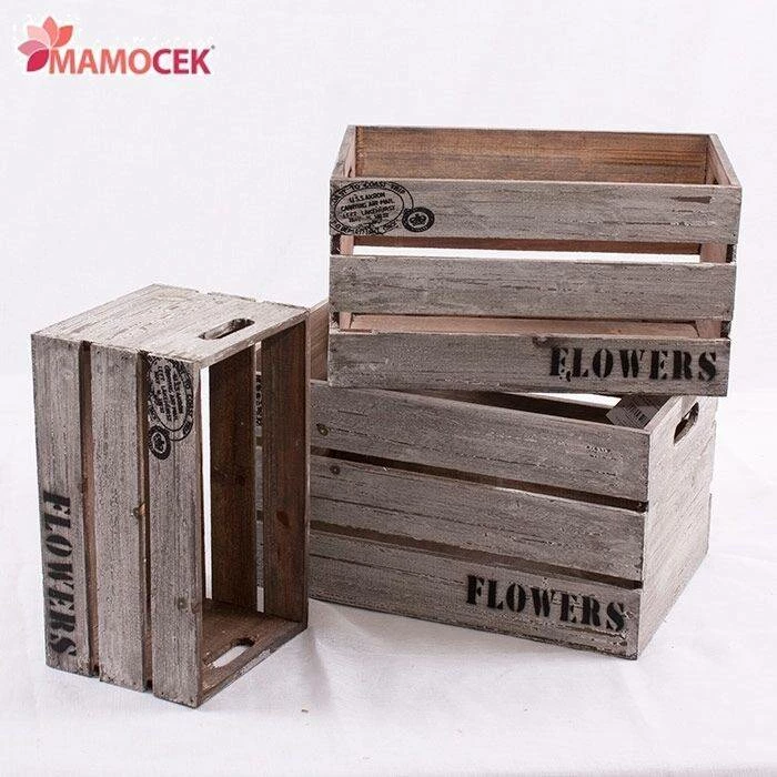 CASSETTA Legno grigio frutta piante fiori mensola vetrine allestimenti shabby