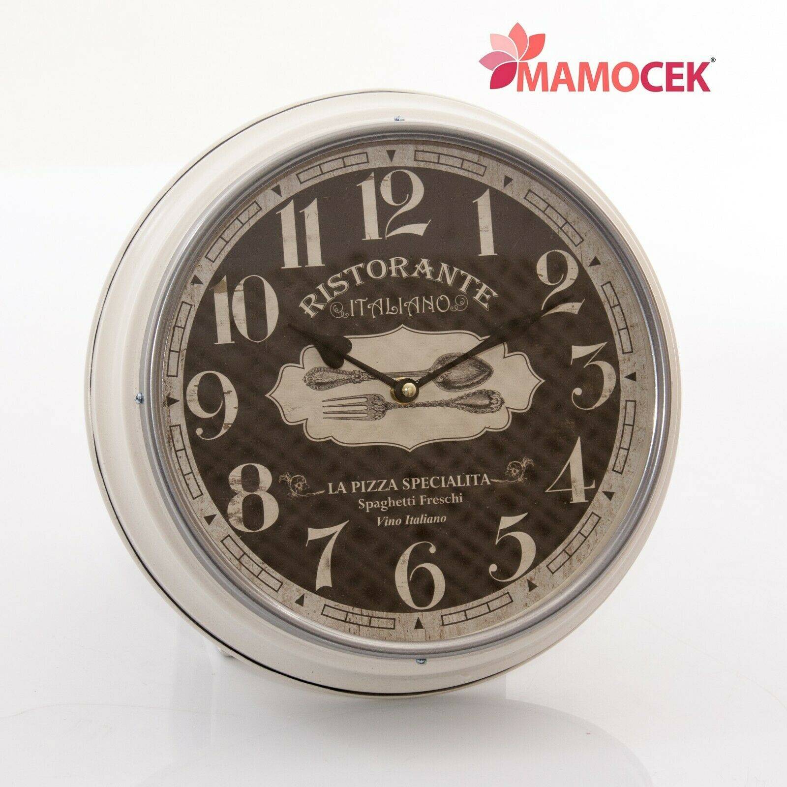 OROLOGIO da parete muro metallo tema ristorante italiano cm.31 pizzeria  shabby » Mamocek