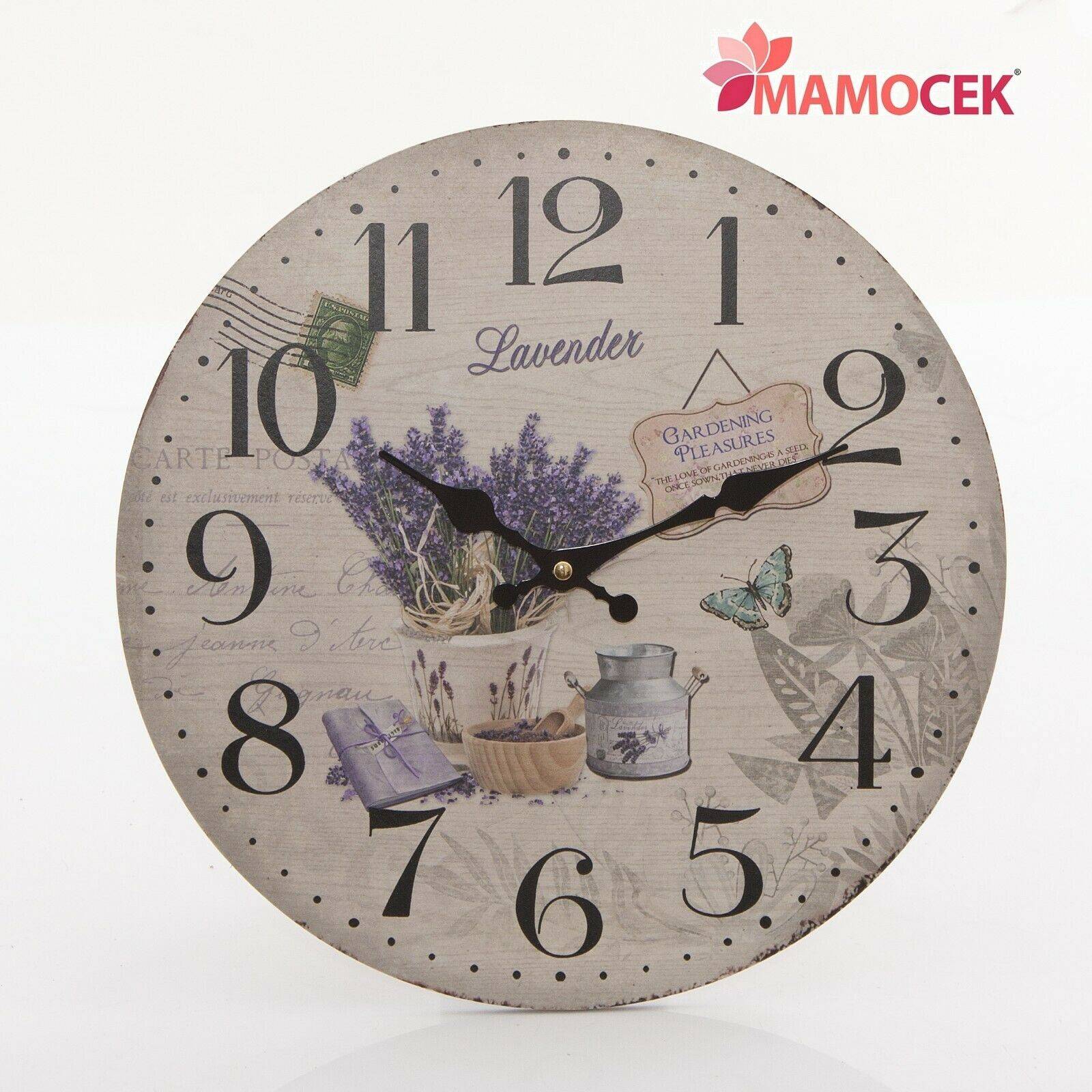 OROLOGIO da parete muro legno tema lavanda lavender cm.34 cucina sala  shabby