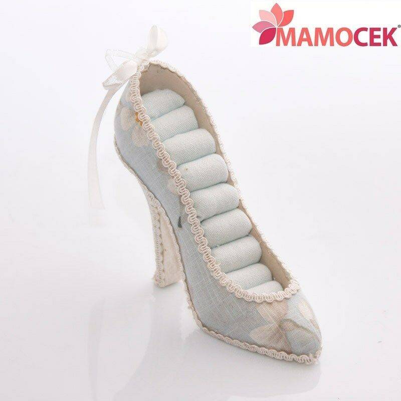 PORTAGIOIELLI Scarpa scarpetta porta anelli espositore tessuto fiori shabby