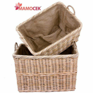 CESTINO Pic-nic ovale cesto vimini bianco foderato cm.44x32 portalavoro »  Mamocek