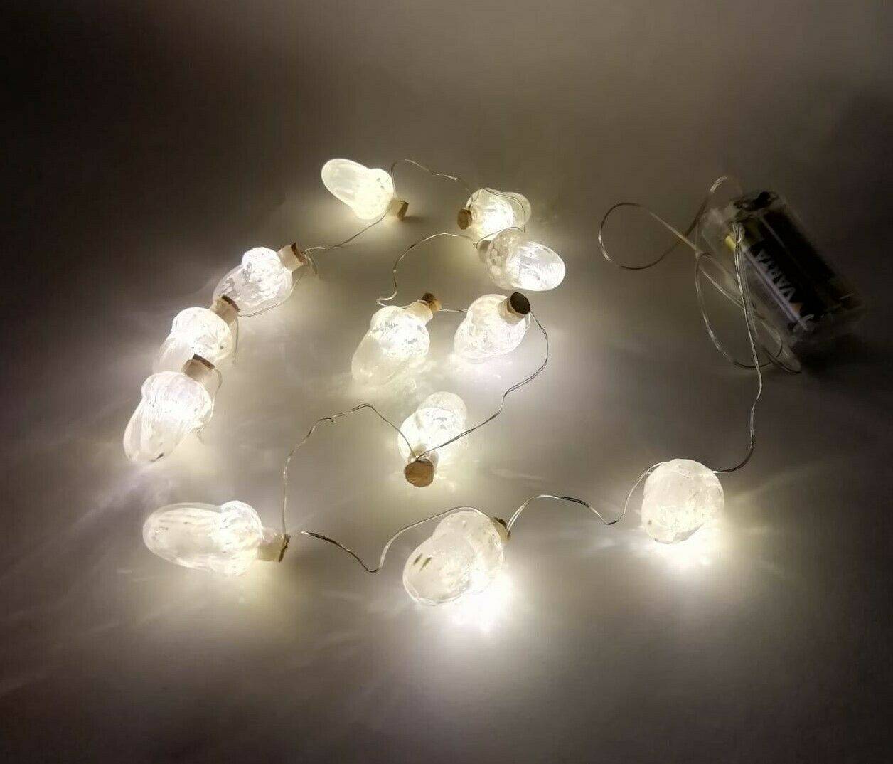 Luce di Natale 20 luci led a goccia bianca fredda a batteria filo nudo