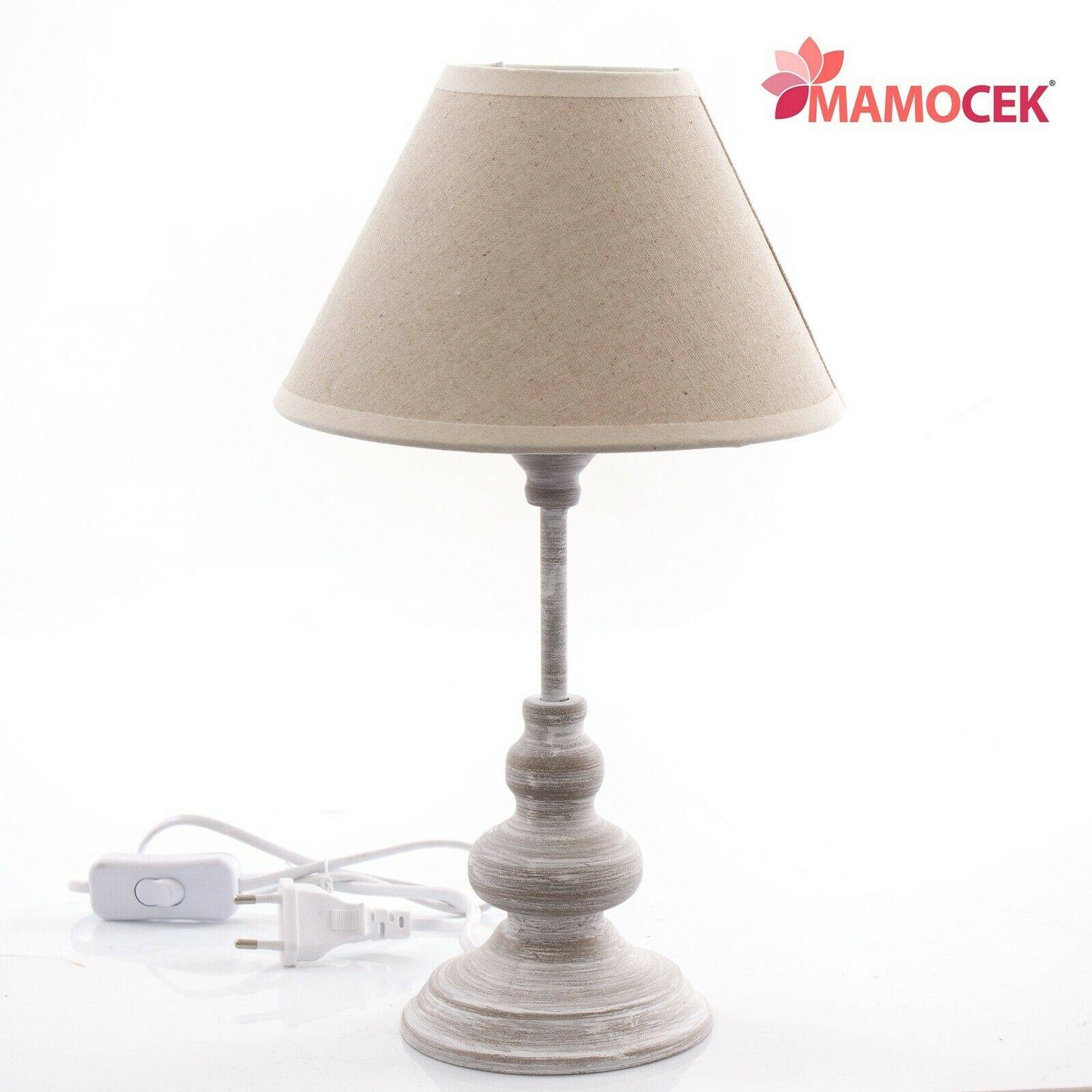 LAMPADA Abat-jour da appoggio grigio h36 tavolo comodino paralume ecrù  shabby » Mamocek