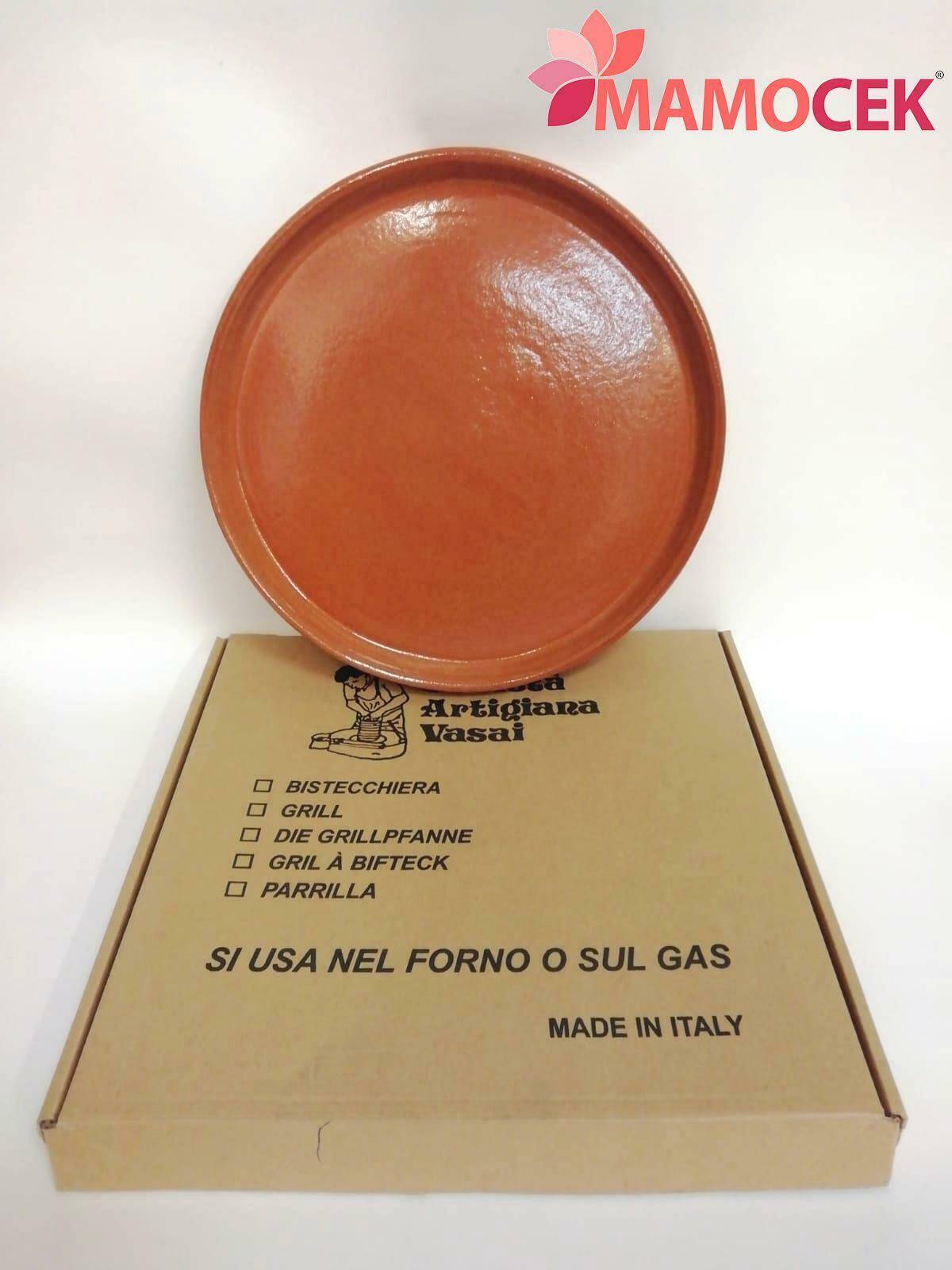 TEGLIA Bistecchiera terracotta smaltata 29cm testo piadina pizza artigiani  vasai » Mamocek